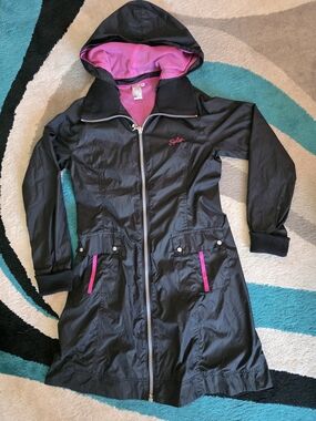 Split Brand Black Zip Jacket with Pink Trim